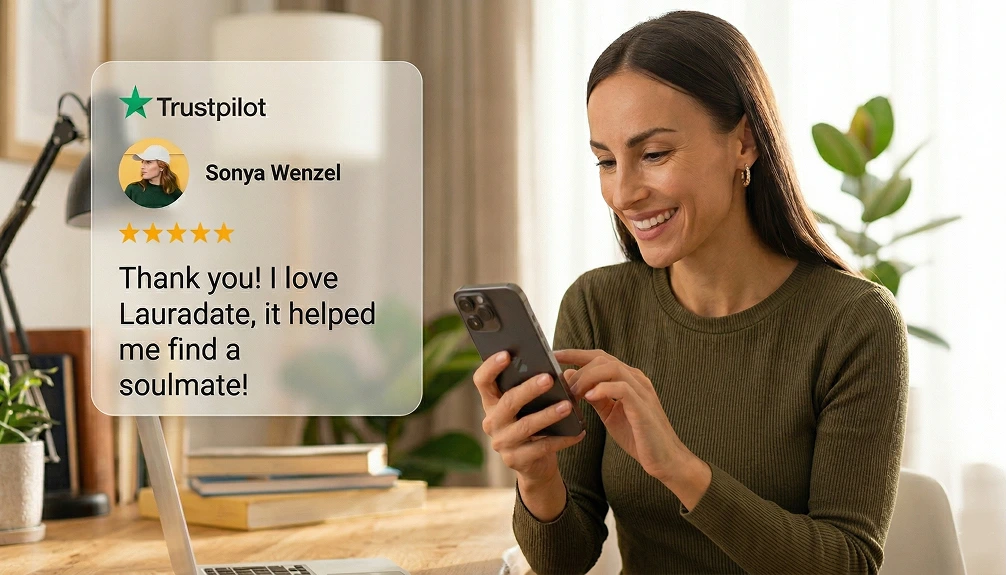 User is leaving Lauradate review on Trustpilot