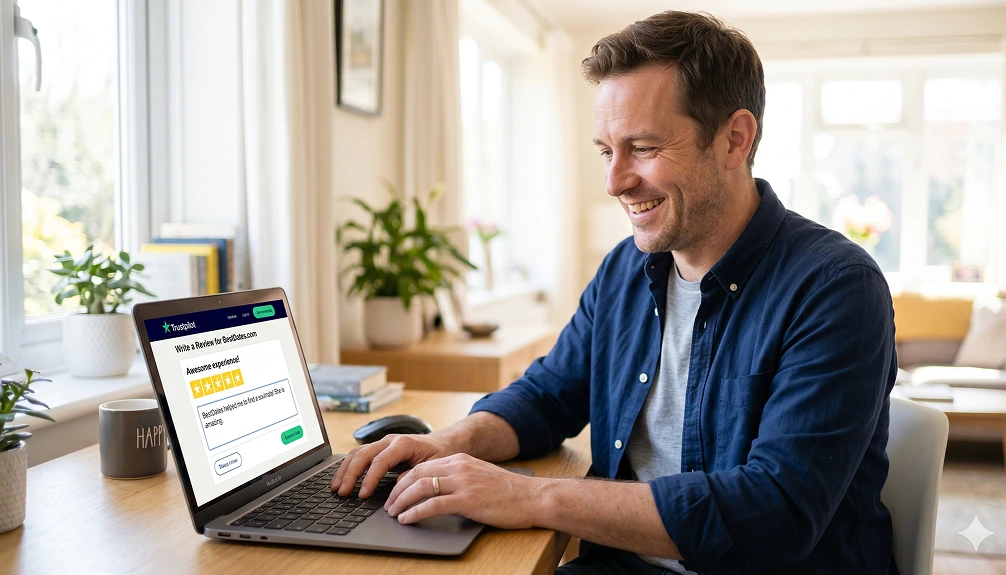 User is leaving BestDates review on Trustpilot